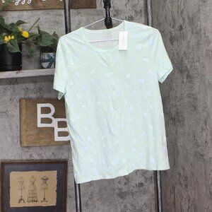 NEW Charter Club Womens Cotton Bermuda Pajama Shirt Top Promenade Green S